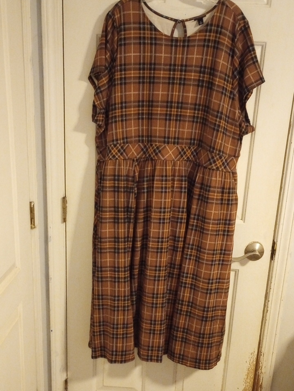torrid Brown and Black Plaid Dress with Cream Accents
